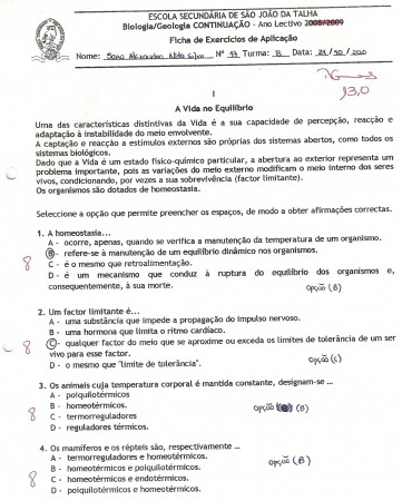 Ficha sobre a vida no equilíbrio 